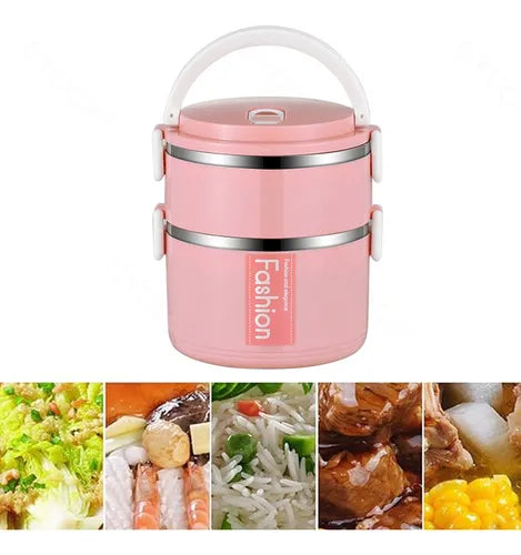 2 Capas Fiambrera Apilable, Para Estudiantes O Adultos - La Tiendita de la Jose